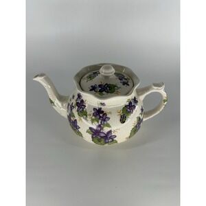 Vintage Arthur Wood Teapot England Bouquet Purple Violets Scalloped Cottagecore